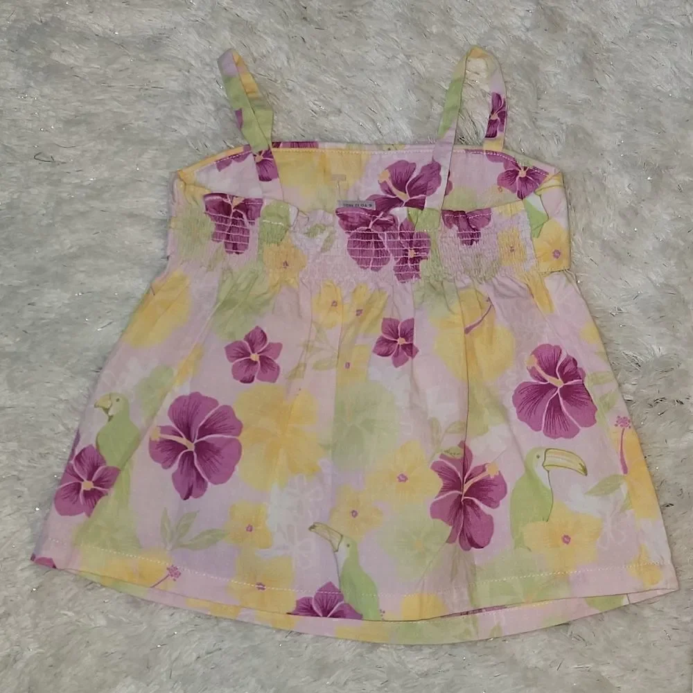 JANIE AND JACK 2-PIECE FLORAL CAPRI AND TANK TOP SET, SIZE 6-12 MONTHS